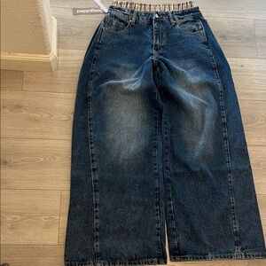 Missguided + Dark Blue Wide Leg Jeans